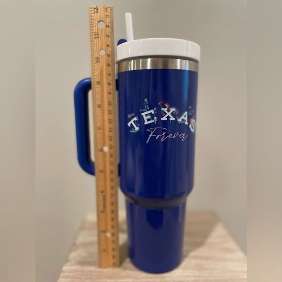 Texas Forever 40 Oz. Tumbler Cup From HEB NEW Blue Flowers Metal Insulated Drink - Picture 6 of 6